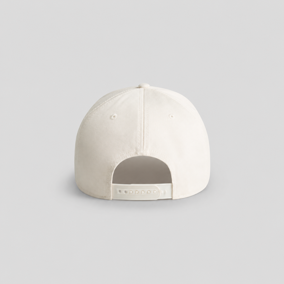 Rear view of BPC Script Five-Panel Cap in Bone
